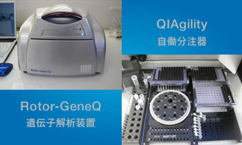 「Rotor-GeneQ：遺伝子解析装置」「QIAgility：自働分注器」