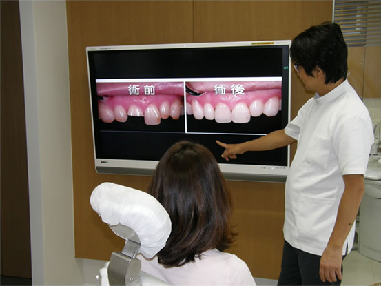 治療の経過を液晶モニターでご説明します