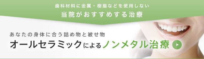 歯科材料に金属・樹脂などを使用しない。当院がおすすめする治療。あなたの身体に合う詰め物と被せ物 オールセラミックによるノンメタル治療