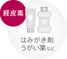 経皮毒：はみがき剤、うがい薬など